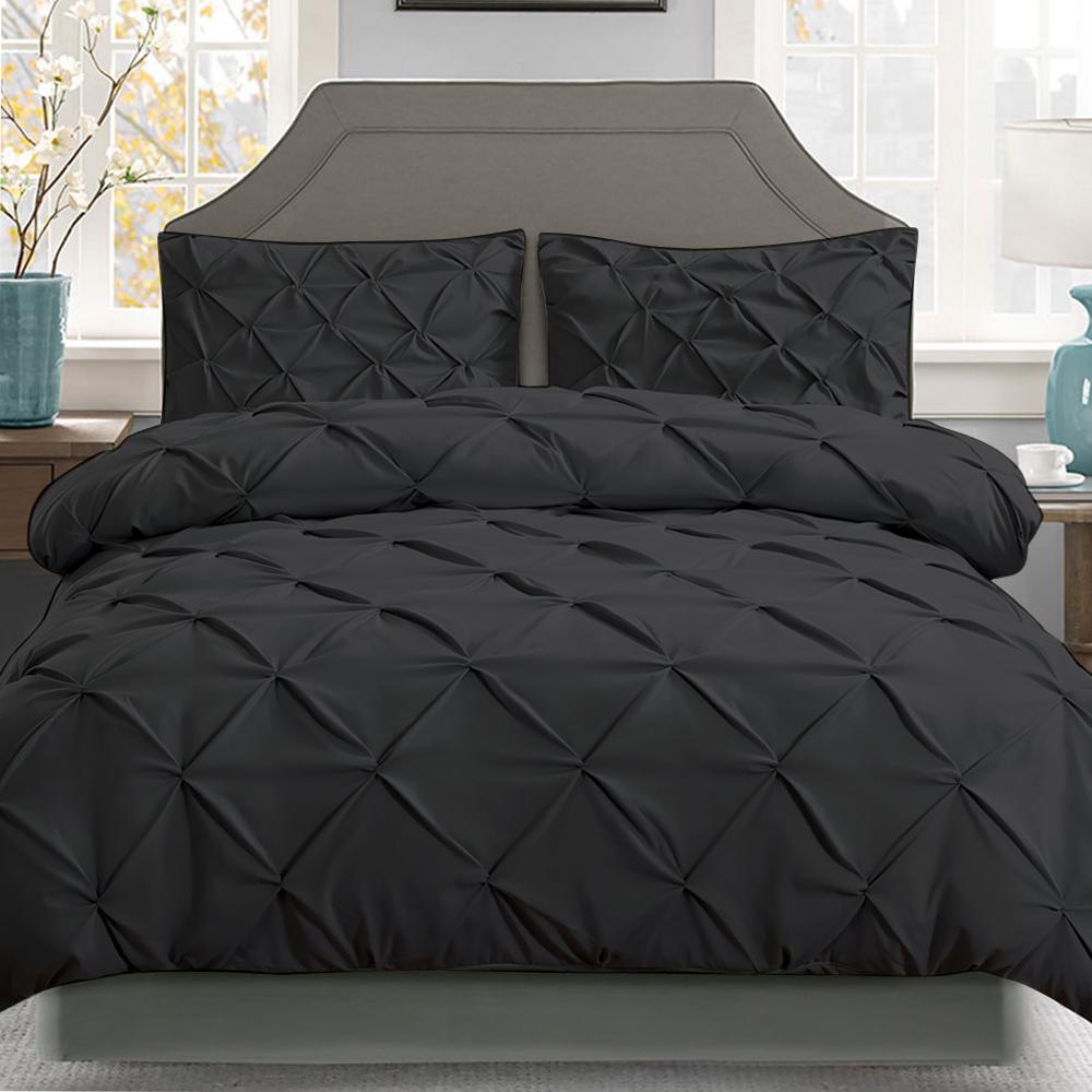 Queen Size Quilt Cover Set - Black - Bedzy Australia