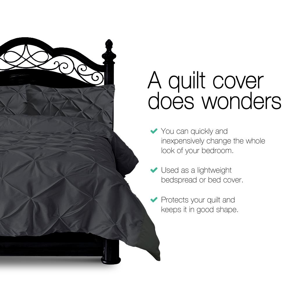 Queen Size Quilt Cover Set - Black - Bedzy Australia