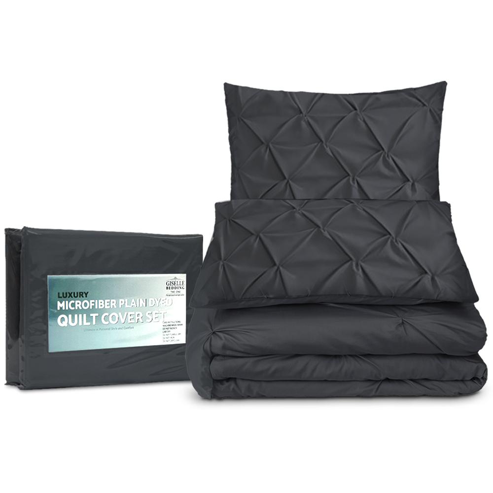 Queen Size Quilt Cover Set - Black - Bedzy Australia