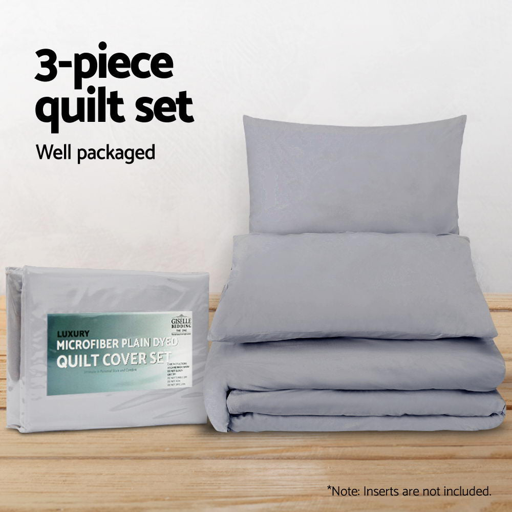 Quilt Cover Set Classic Grey - King - Home & Garden > Bedding - Bedzy Australia