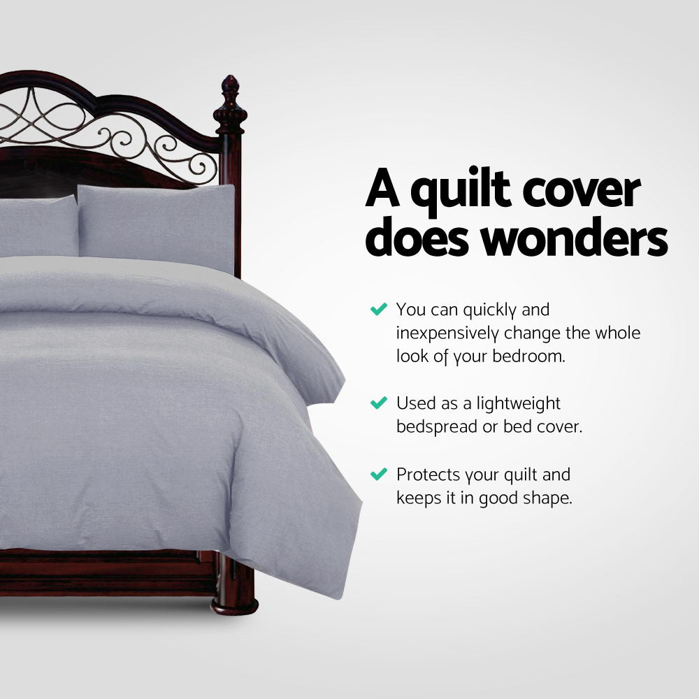 Quilt Cover Set Classic Grey - King - Home & Garden > Bedding - Bedzy Australia