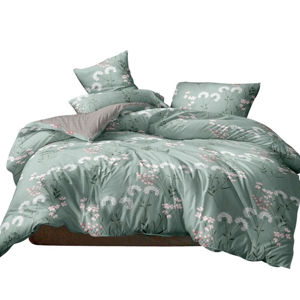 Quilt Cover Set King Bed Doona Duvet Reversible Sets Flower Pattern Green - Bedzy Australia