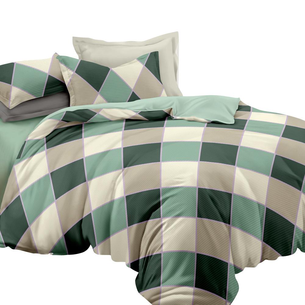 Quilt Cover Set Queen Bed Doona Duvet Reversible Sets Square Diamond Pattern - Bedzy Australia