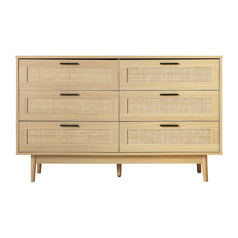 Rattan Tallboy With 6 Drawers - Bedzy Australia