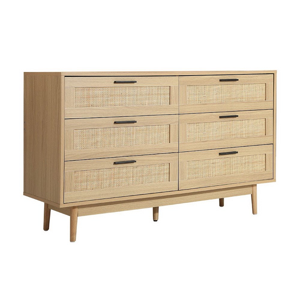 Rattan Tallboy With 6 Drawers - Bedzy Australia