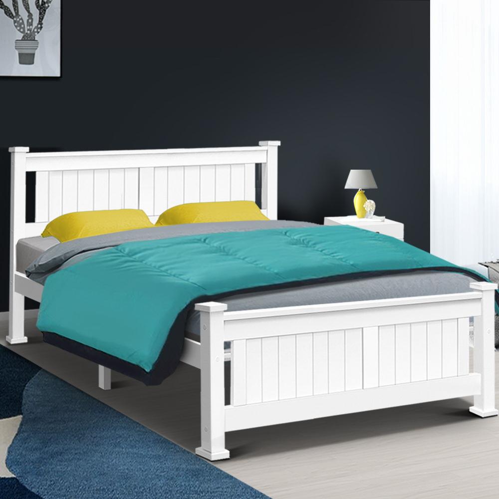 Cottesloe Wooden Queen Bed White - Bedzy Australia