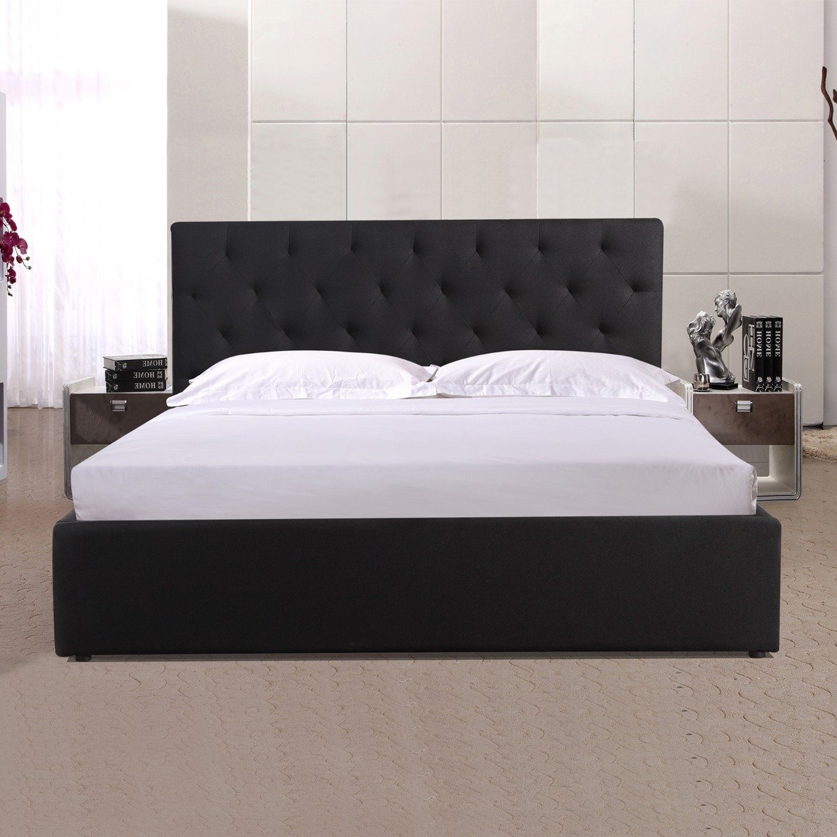 Rome Gas Lift Queen Bed Frame - Bedzy Australia