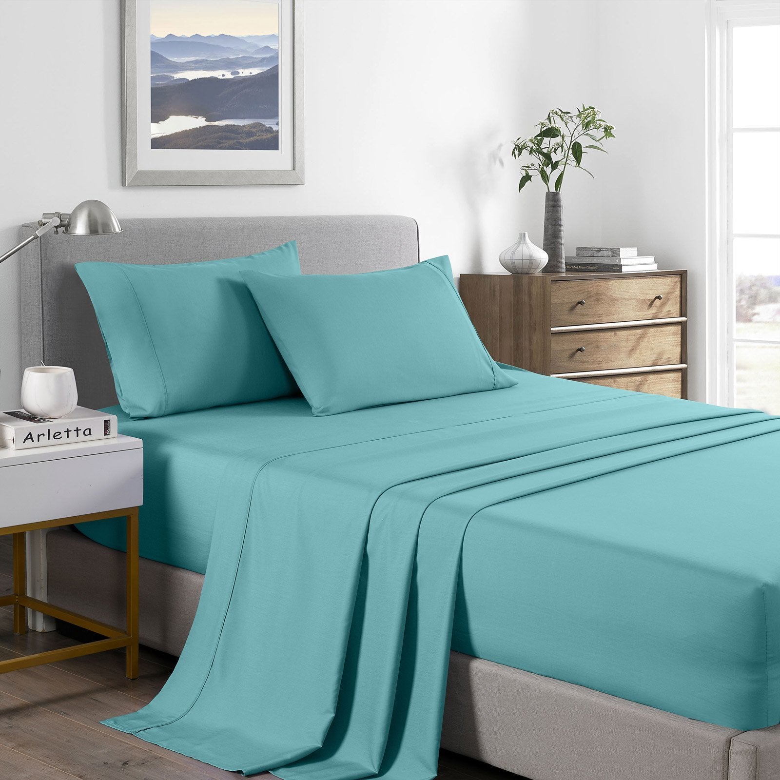 Royal Comfort 2000 Thread Count Bamboo Cooling Sheet Set Ultra Soft Bedding Single Aqua - Bedzy Australia