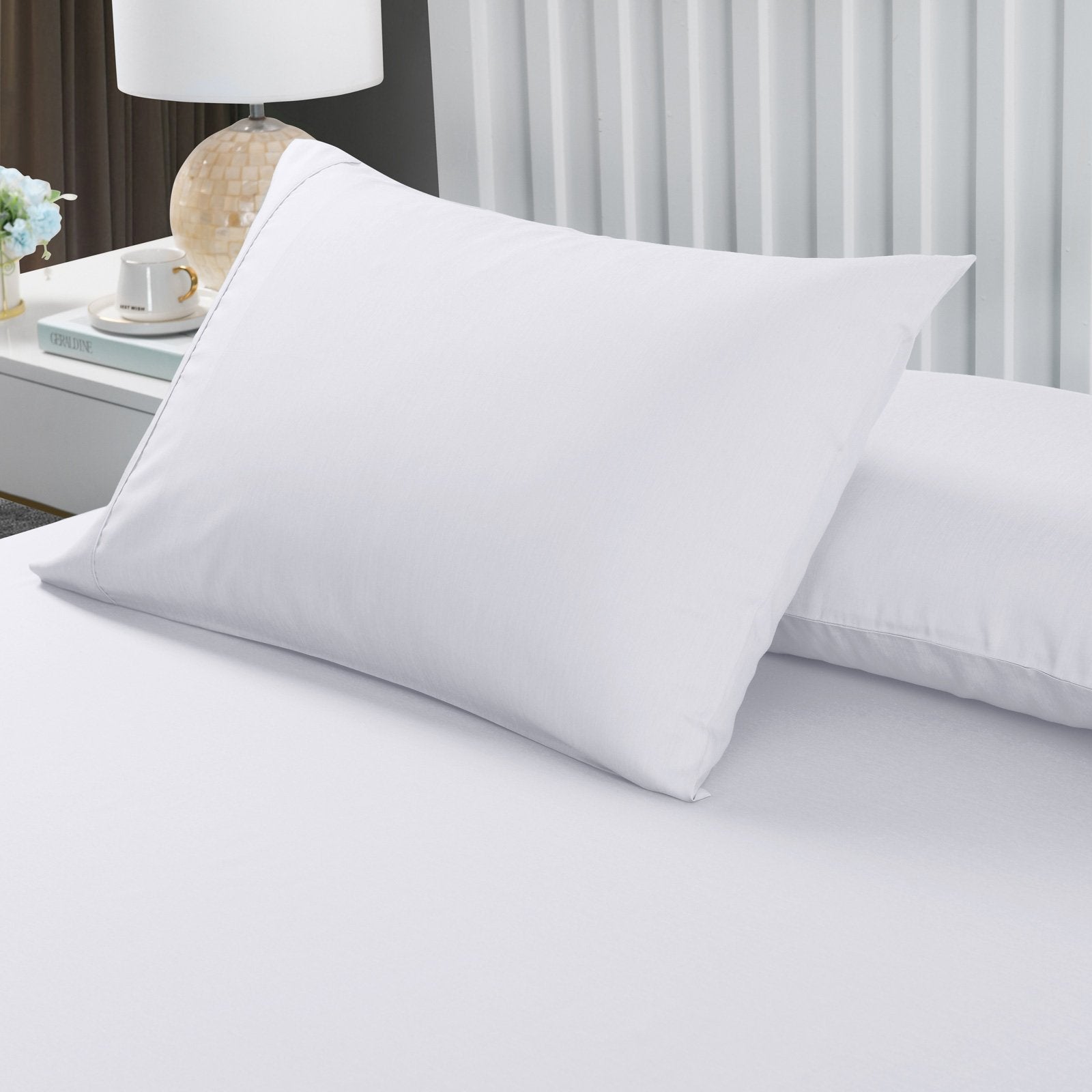 Royal Comfort 2000TC 3 Piece Fitted Sheet and Pillowcase Set Bamboo Cooling Double White - Bedzy Australia