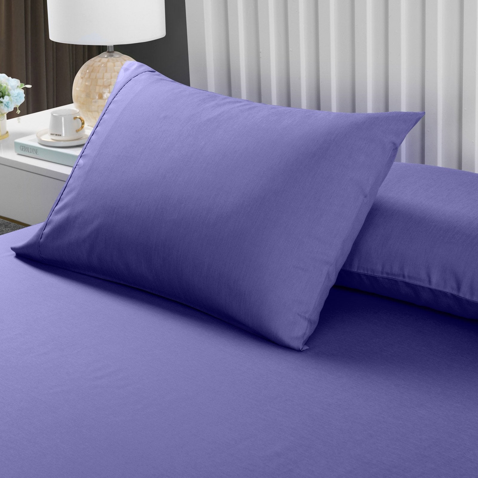 Royal Comfort 2000TC 3 Piece Fitted Sheet and Pillowcase Set Bamboo Cooling King Royal Blue - Bedzy Australia