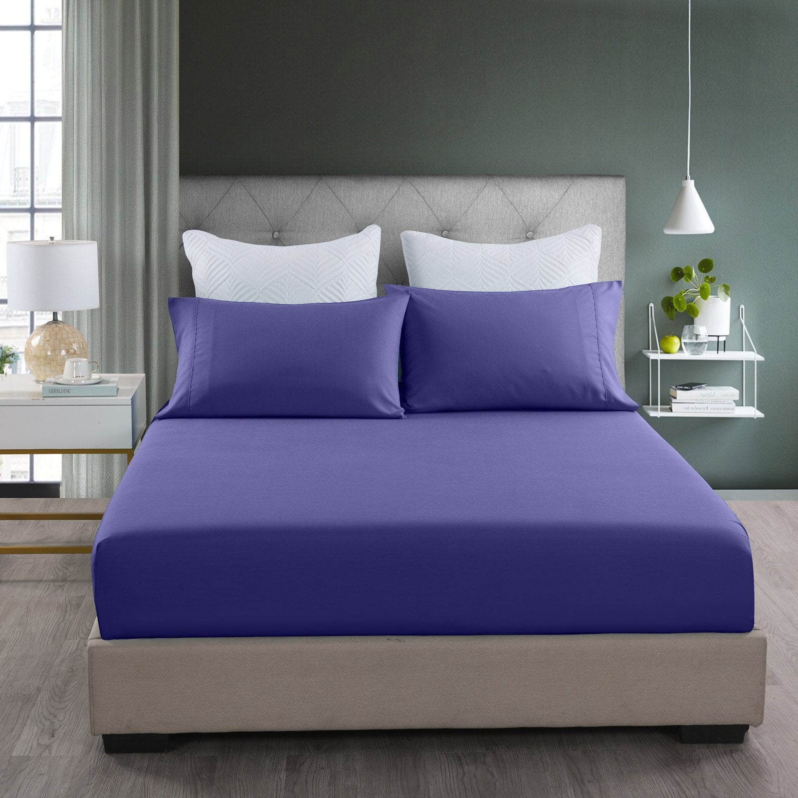 Royal Comfort 2000TC 3 Piece Fitted Sheet and Pillowcase Set Bamboo Cooling King Royal Blue - Bedzy Australia