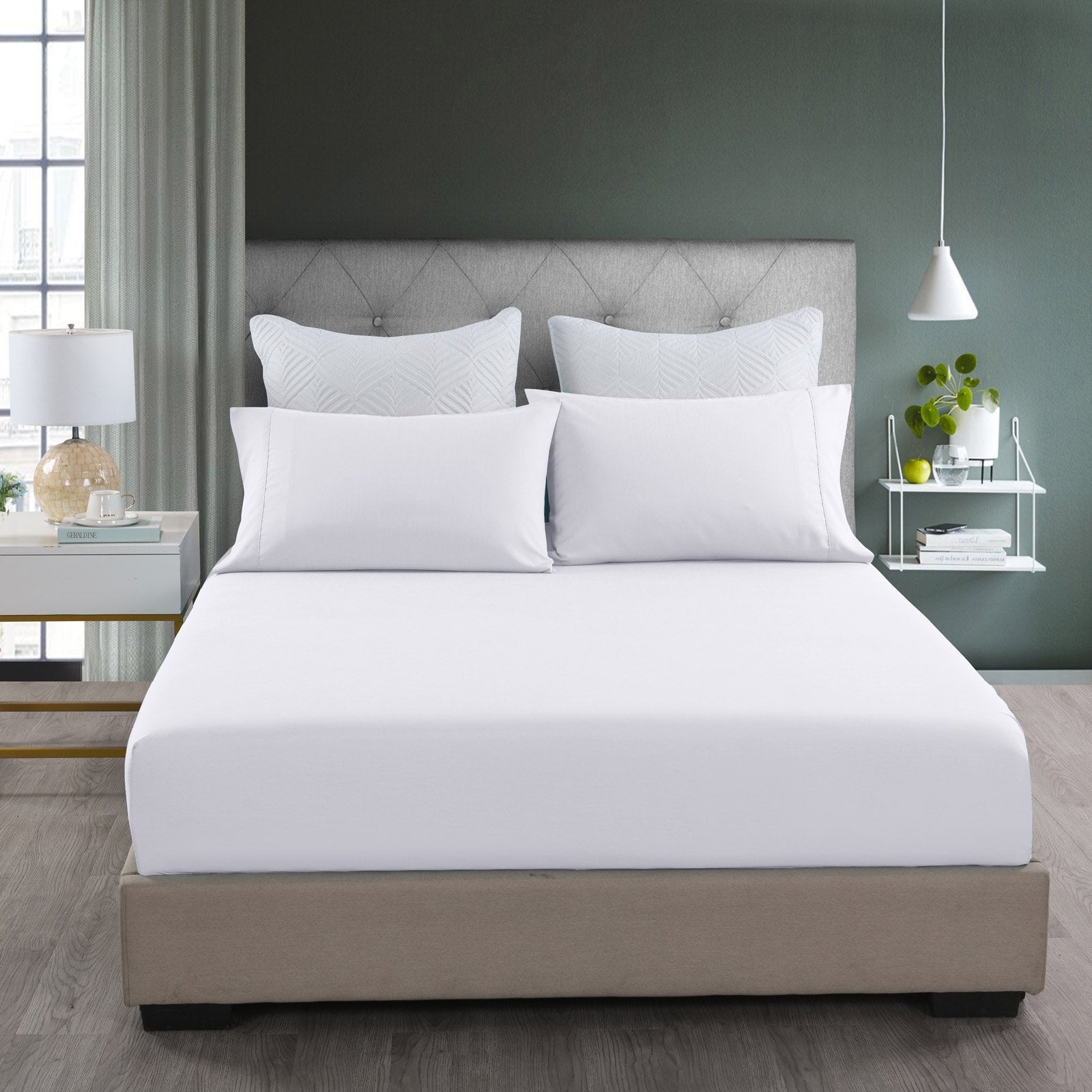 Royal Comfort 2000TC 3 Piece Fitted Sheet and Pillowcase Set Bamboo Cooling King White - Bedzy Australia