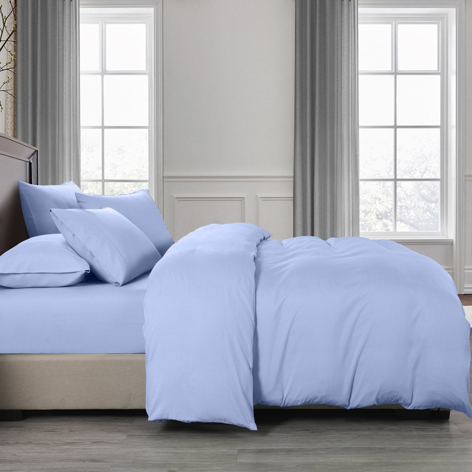 Royal Comfort 2000TC 6 Piece Bamboo Sheet & Quilt Cover Set Cooling Breathable Double Light Blue - Bedzy Australia