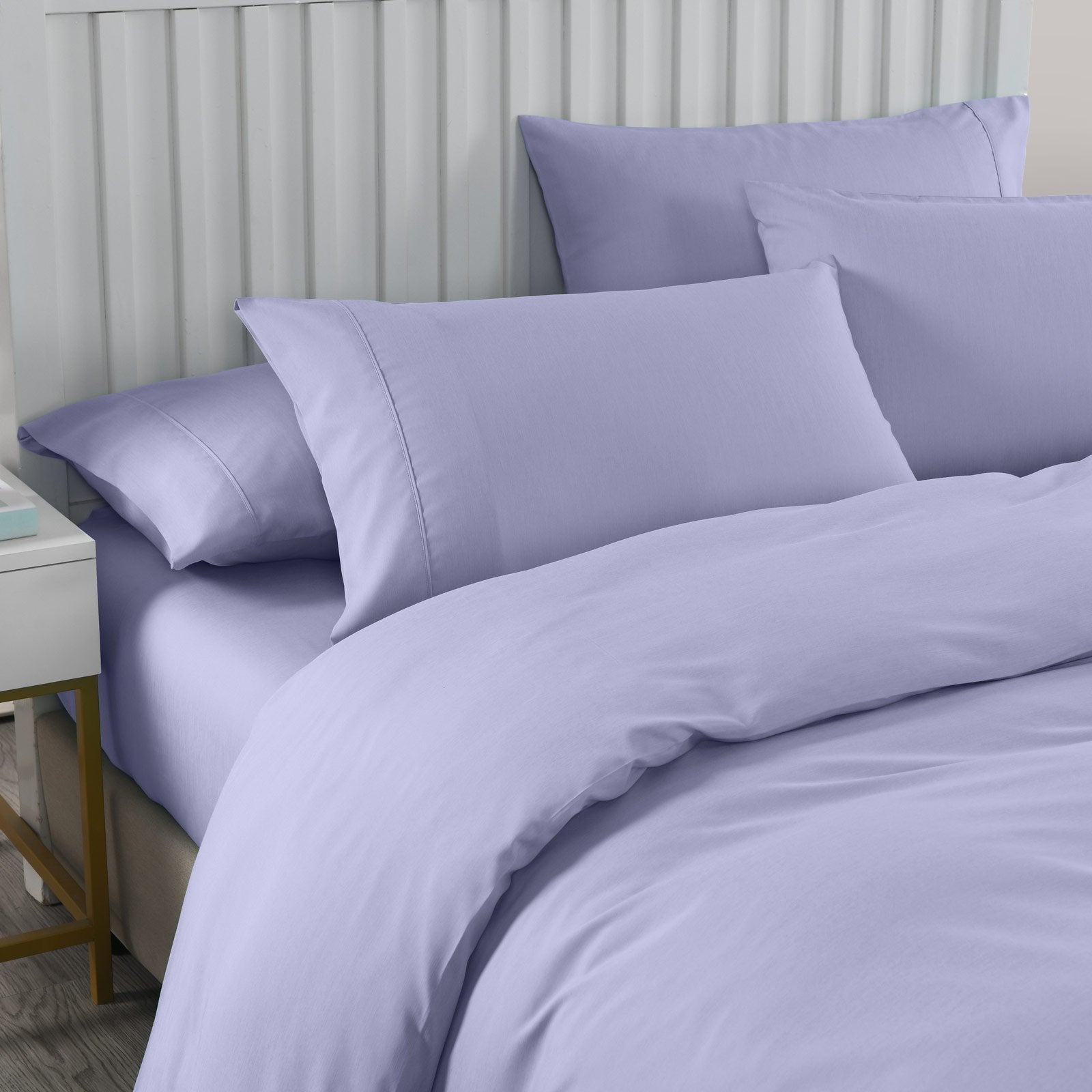 Royal Comfort 2000TC 6 Piece Bamboo Sheet & Quilt Cover Set Cooling Breathable Double Lilac Grey - Bedzy Australia