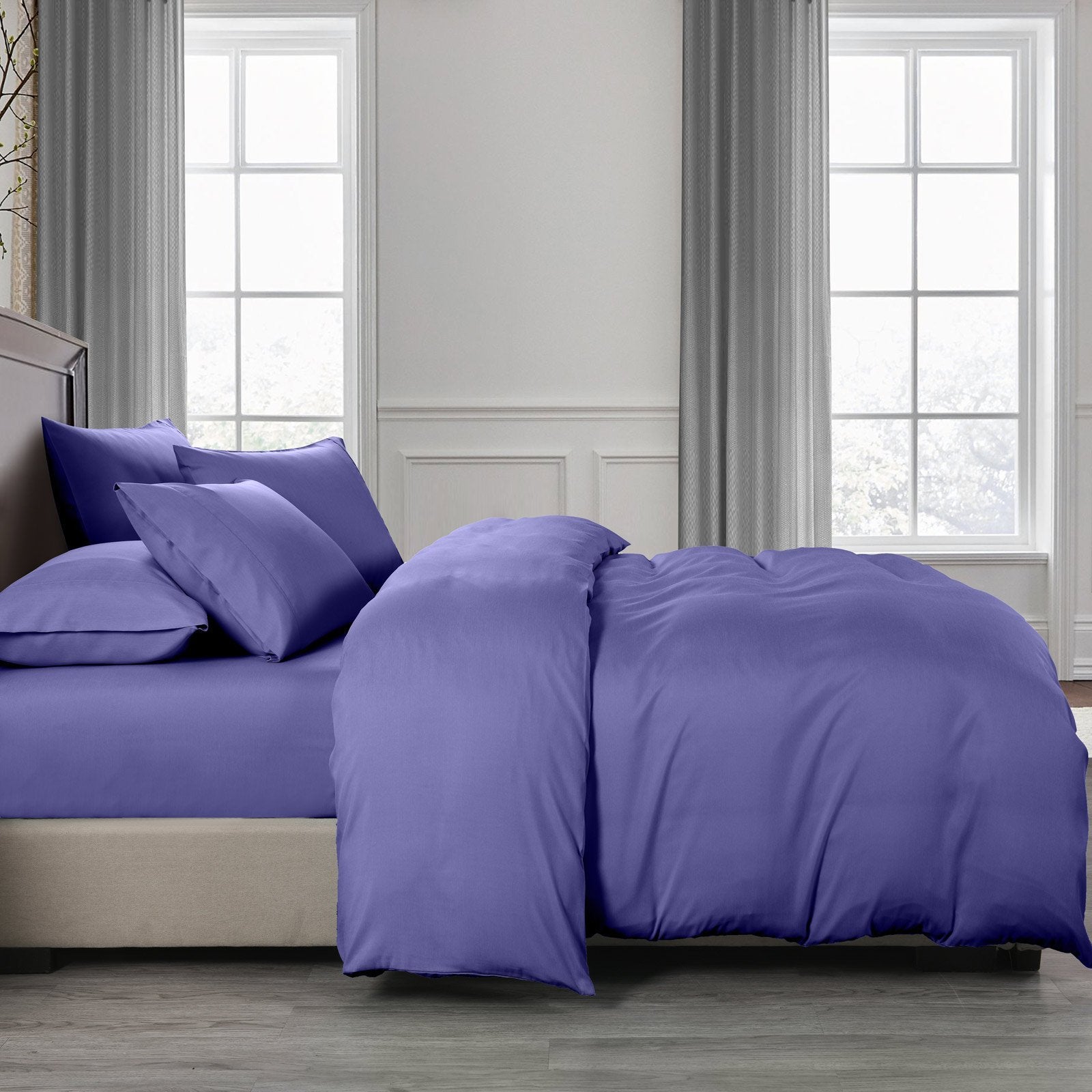 Royal Comfort 2000TC 6 Piece Bamboo Sheet & Quilt Cover Set Cooling Breathable Double Royal Blue - Bedzy Australia