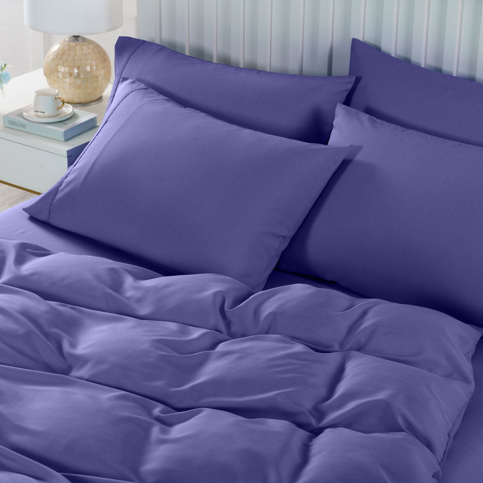 Royal Comfort 2000TC 6 Piece Bamboo Sheet & Quilt Cover Set Cooling Breathable Double Royal Blue - Bedzy Australia