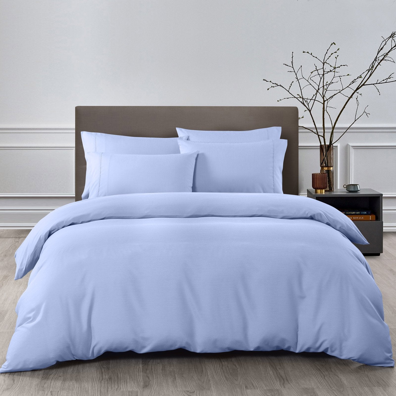 Royal Comfort 2000TC 6 Piece Bamboo Sheet & Quilt Cover Set Cooling Breathable King Light Blue - Bedzy Australia