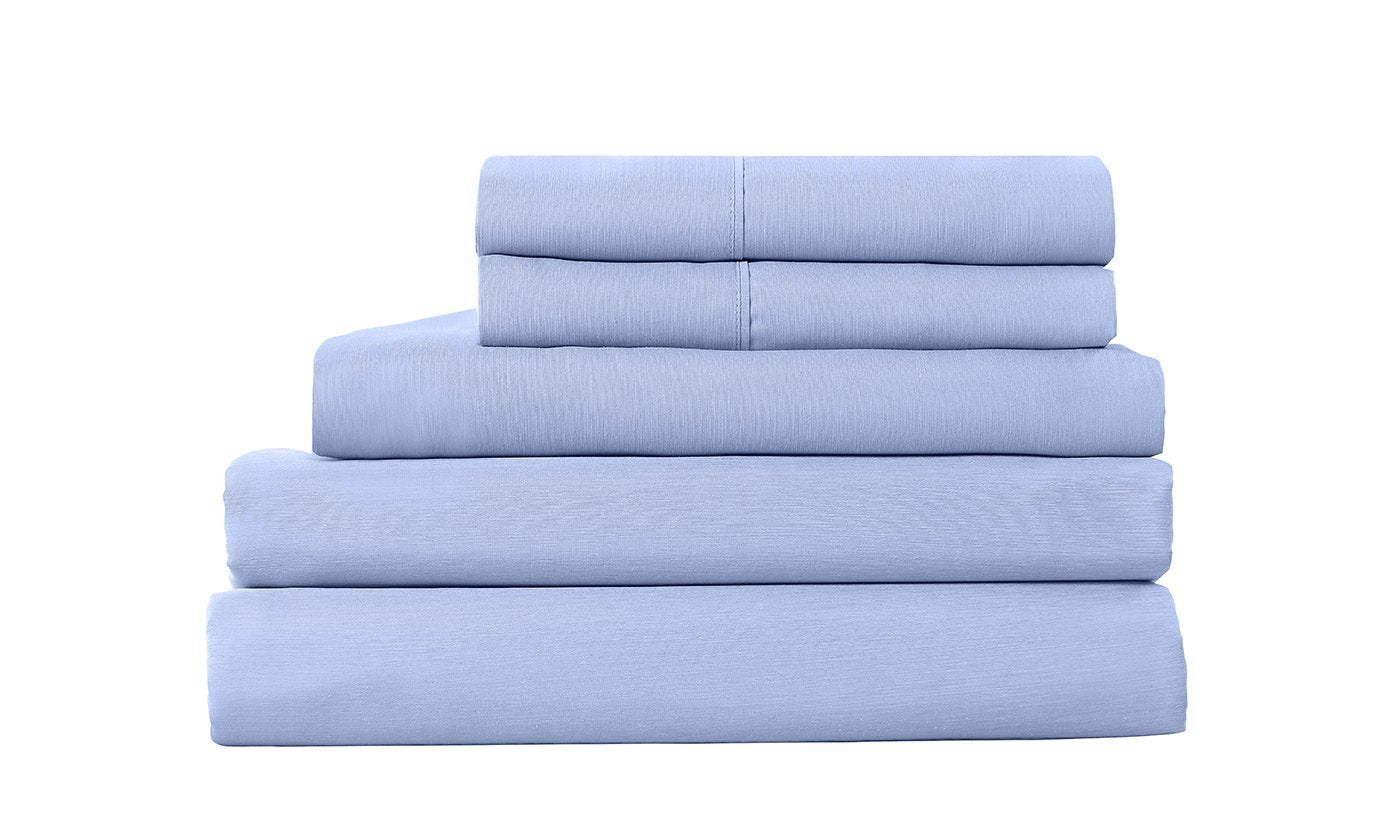 Royal Comfort 2000TC 6 Piece Bamboo Sheet & Quilt Cover Set Cooling Breathable Queen Light Blue - Bedzy Australia