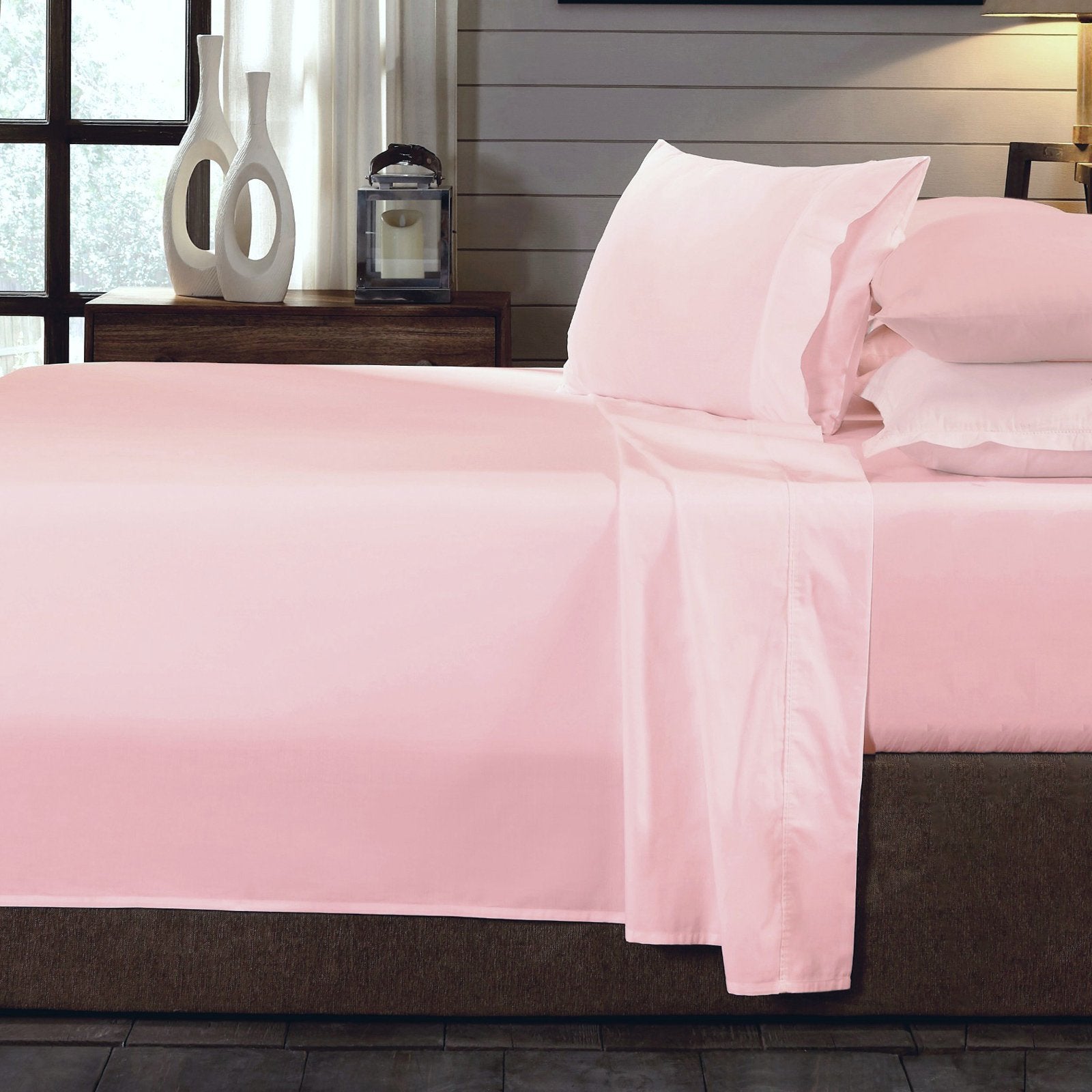 Royal Comfort 250TC Organic 100% Cotton Sheet Set 4 Piece Luxury Hotel Style King Blush - Bedzy Australia