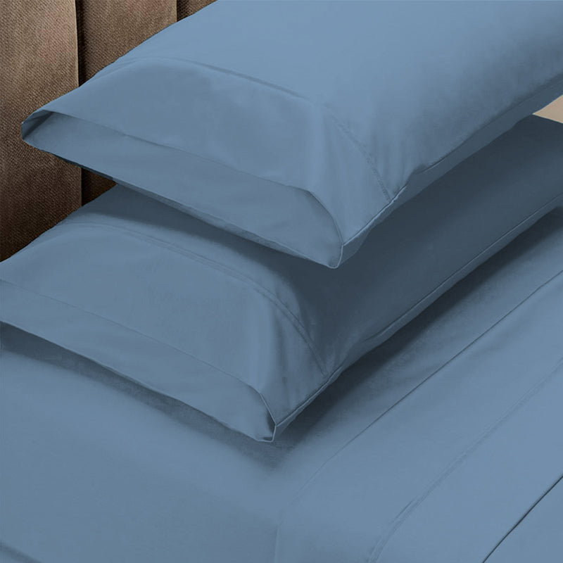 Royal Comfort 4 Piece 1500TC Sheet Set And Goose Feather Down Pillows 2 Pack Set King Indigo - Bedzy Australia
