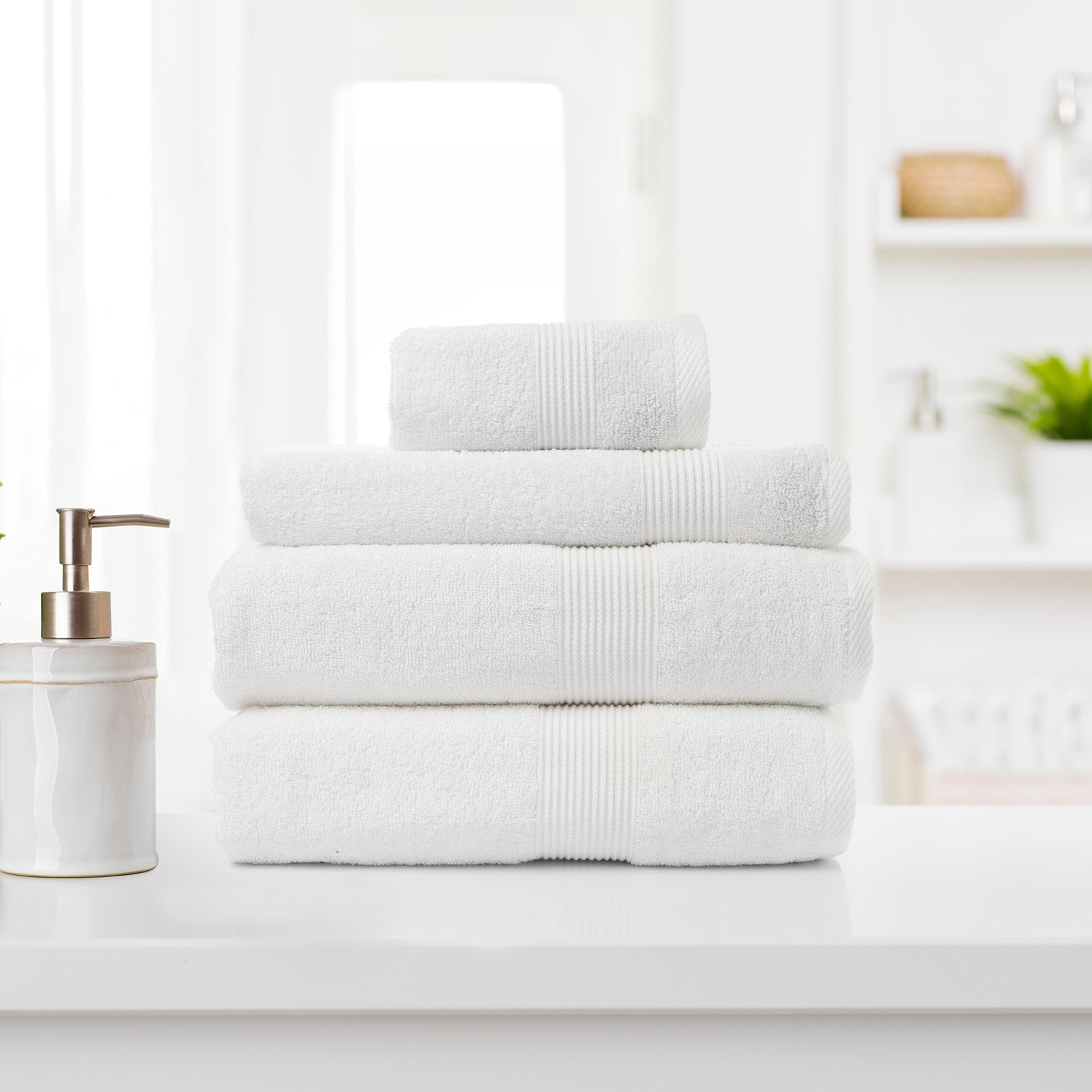 Royal Comfort 4 Piece Cotton Bamboo Towel Set 450GSM Luxurious Absorbent Plush White - Bedzy Australia