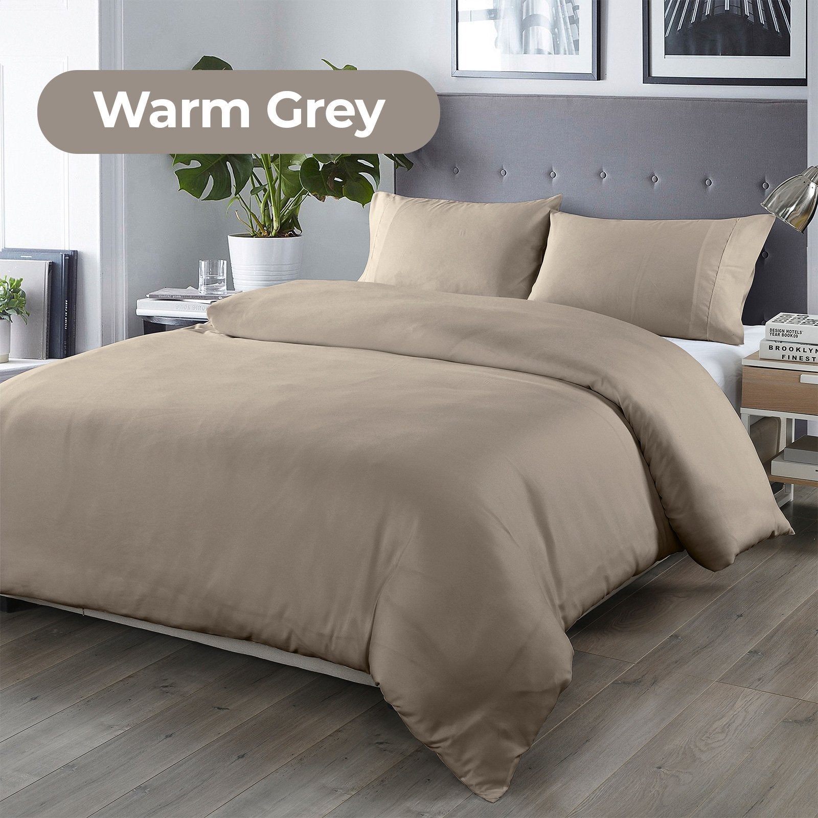 Royal Comfort Bamboo Blended Quilt Cover Set 1000TC Ultra Soft Luxury Bedding Double Grey - Bedzy Australia