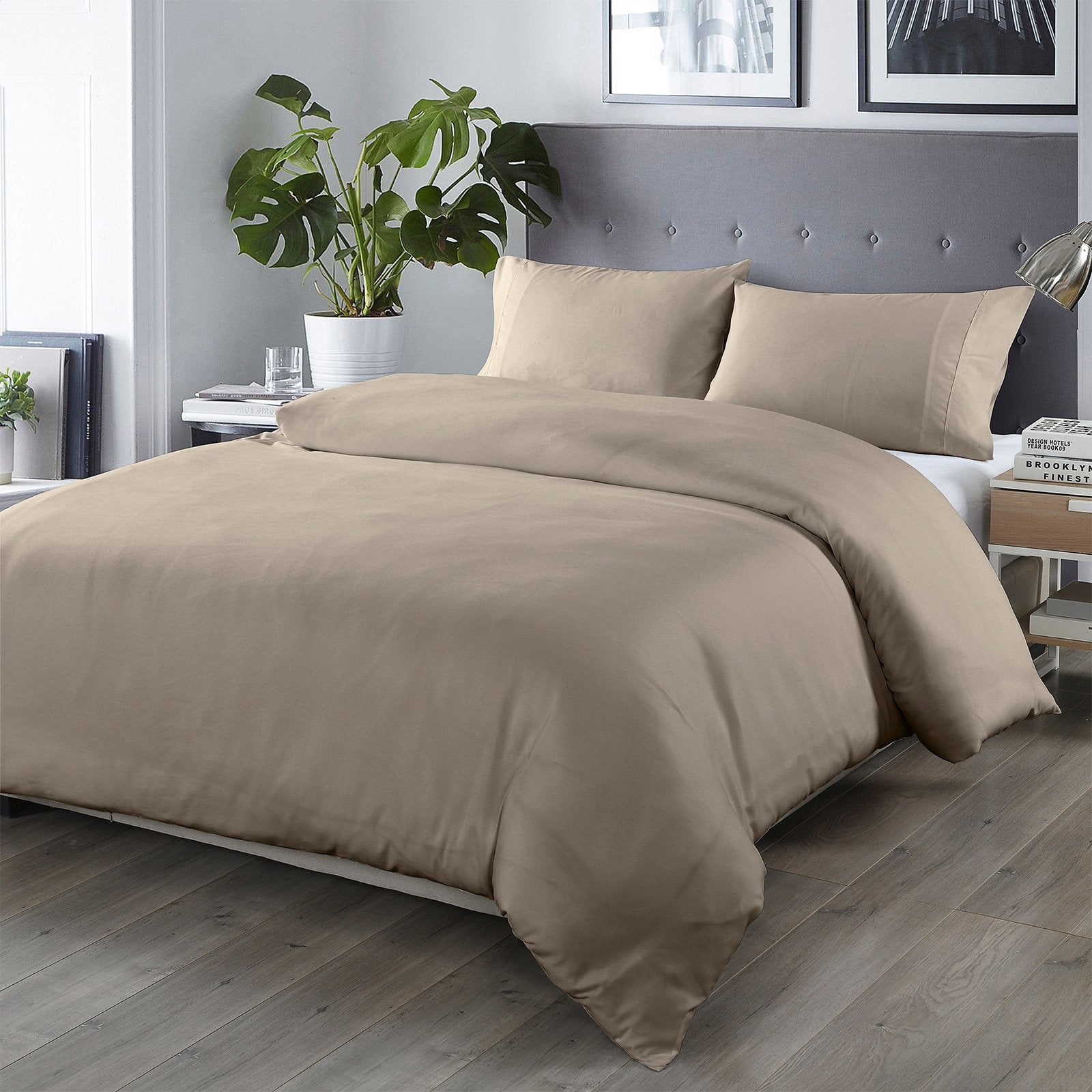 Royal Comfort Bamboo Blended Quilt Cover Set 1000TC Ultra Soft Luxury Bedding Double Grey - Bedzy Australia