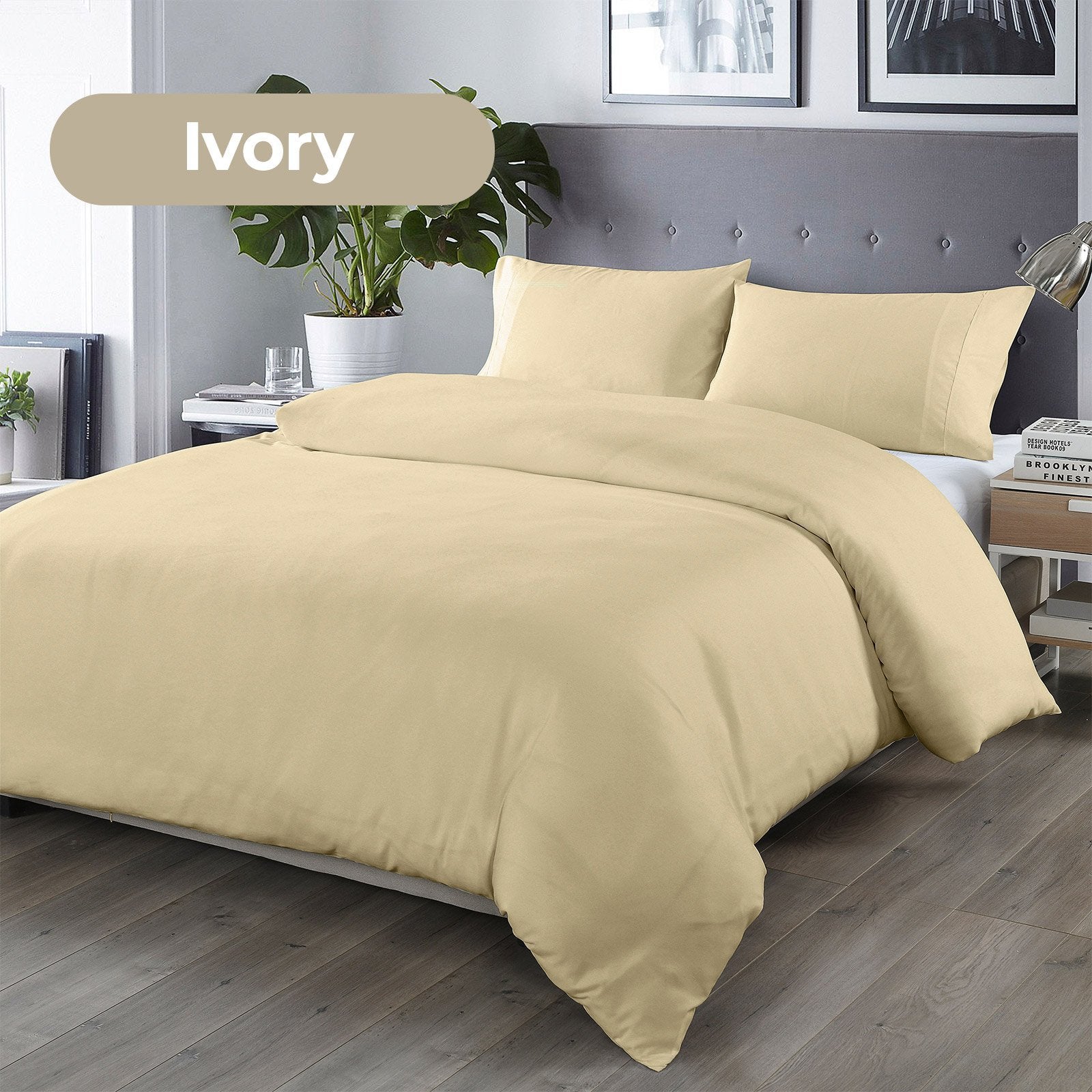 Royal Comfort Bamboo Blended Quilt Cover Set 1000TC Ultra Soft Luxury Bedding Double Ivory - Bedzy Australia