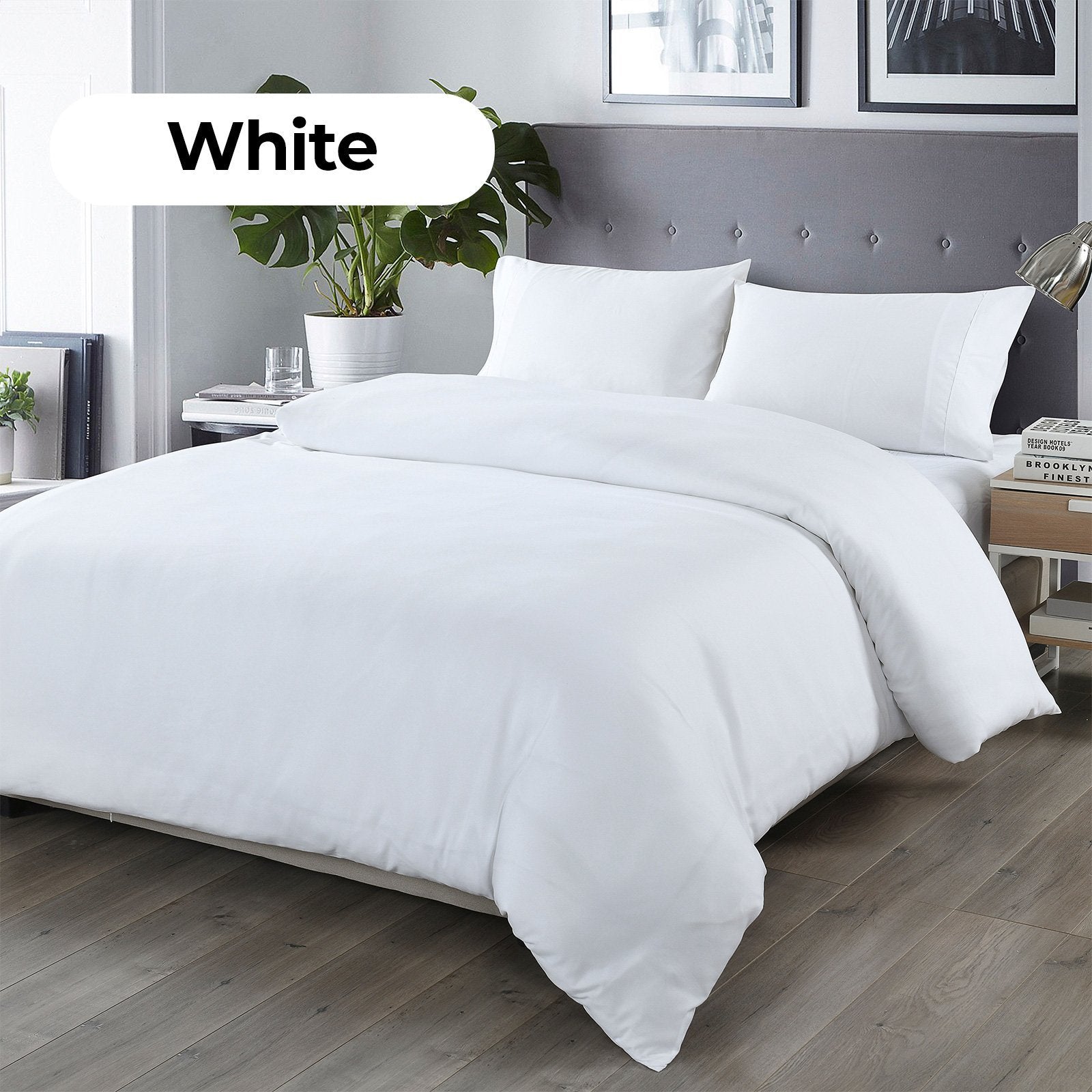 Royal Comfort Bamboo Blended Quilt Cover Set 1000TC Ultra Soft Luxury Bedding Double White - Bedzy Australia