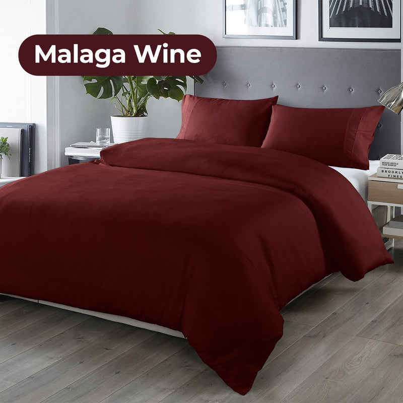 Royal Comfort Bamboo Blended Quilt Cover Set 1000TC Ultra Soft Luxury Bedding King Malaga Wine - Bedzy Australia