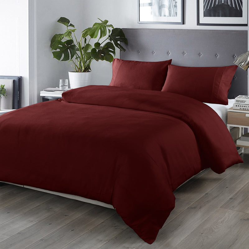Royal Comfort Bamboo Blended Quilt Cover Set 1000TC Ultra Soft Luxury Bedding King Malaga Wine - Bedzy Australia