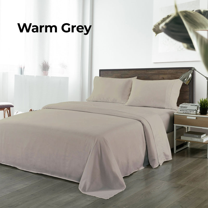 Royal Comfort Bamboo Blended Sheet & Pillowcases Set 1000TC Ultra Soft Bedding Queen Warm Grey - Bedzy Australia
