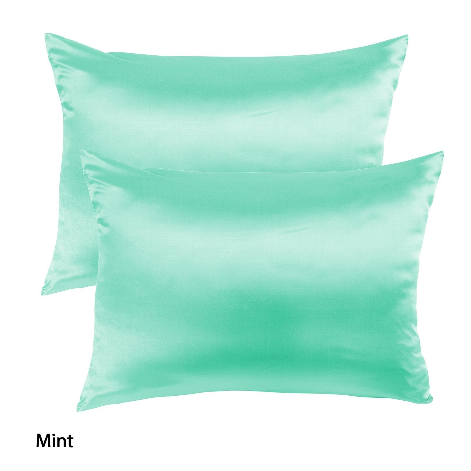 Royal Comfort Mulberry Soft Silk Hypoallergenic Pillowcase Twin Pack 51 x 76cm 51 x 76 cm Mint - Bedzy Australia