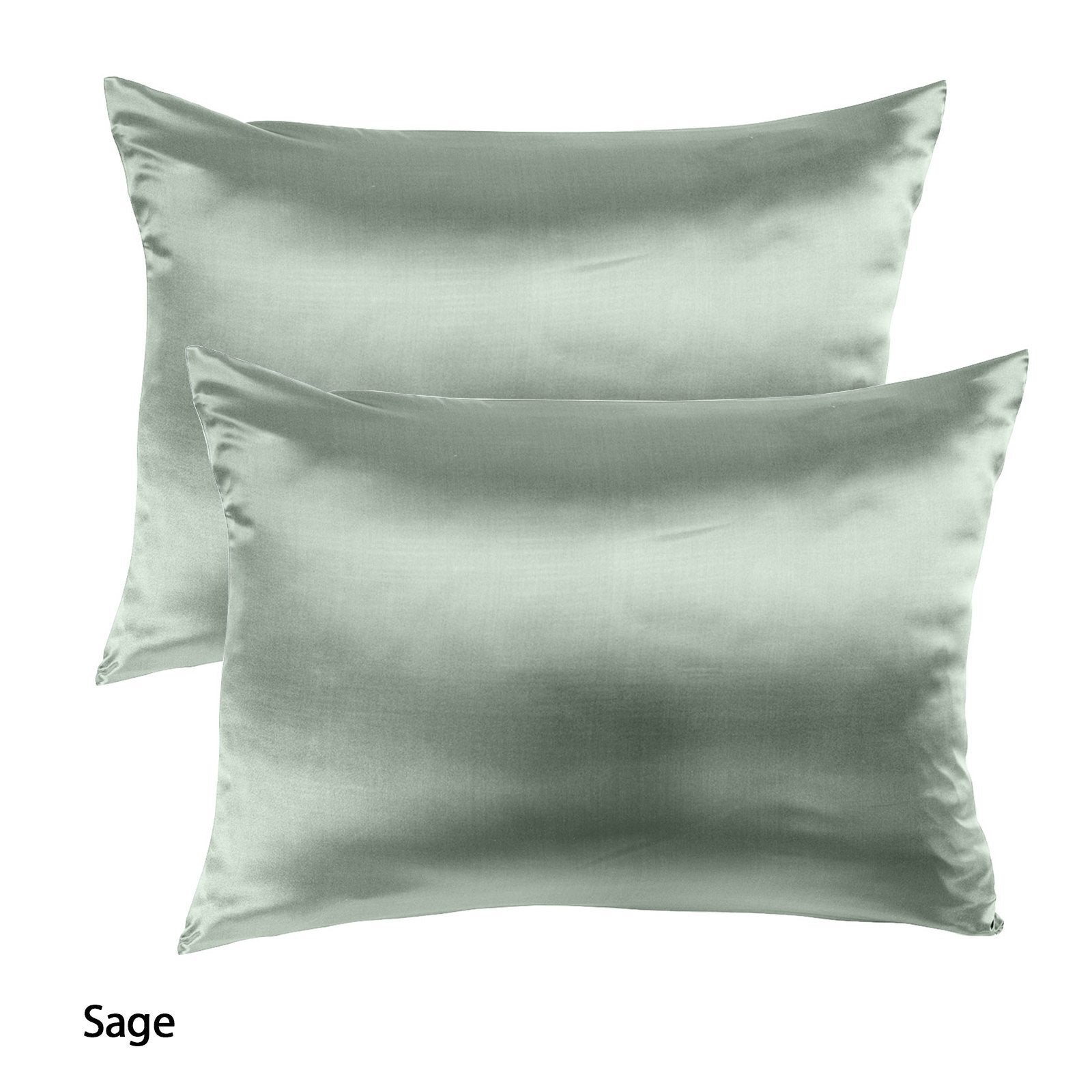 Royal Comfort Mulberry Soft Silk Hypoallergenic Pillowcase Twin Pack 51 x 76cm 51 x 76 cm Sage - Bedzy Australia