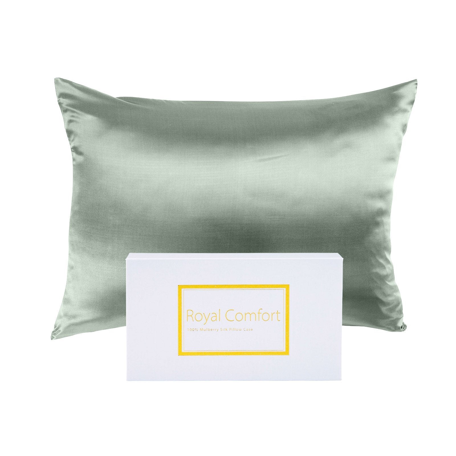 Royal Comfort Mulberry Soft Silk Hypoallergenic Pillowcase Twin Pack 51 x 76cm 51 x 76 cm Sage - Bedzy Australia