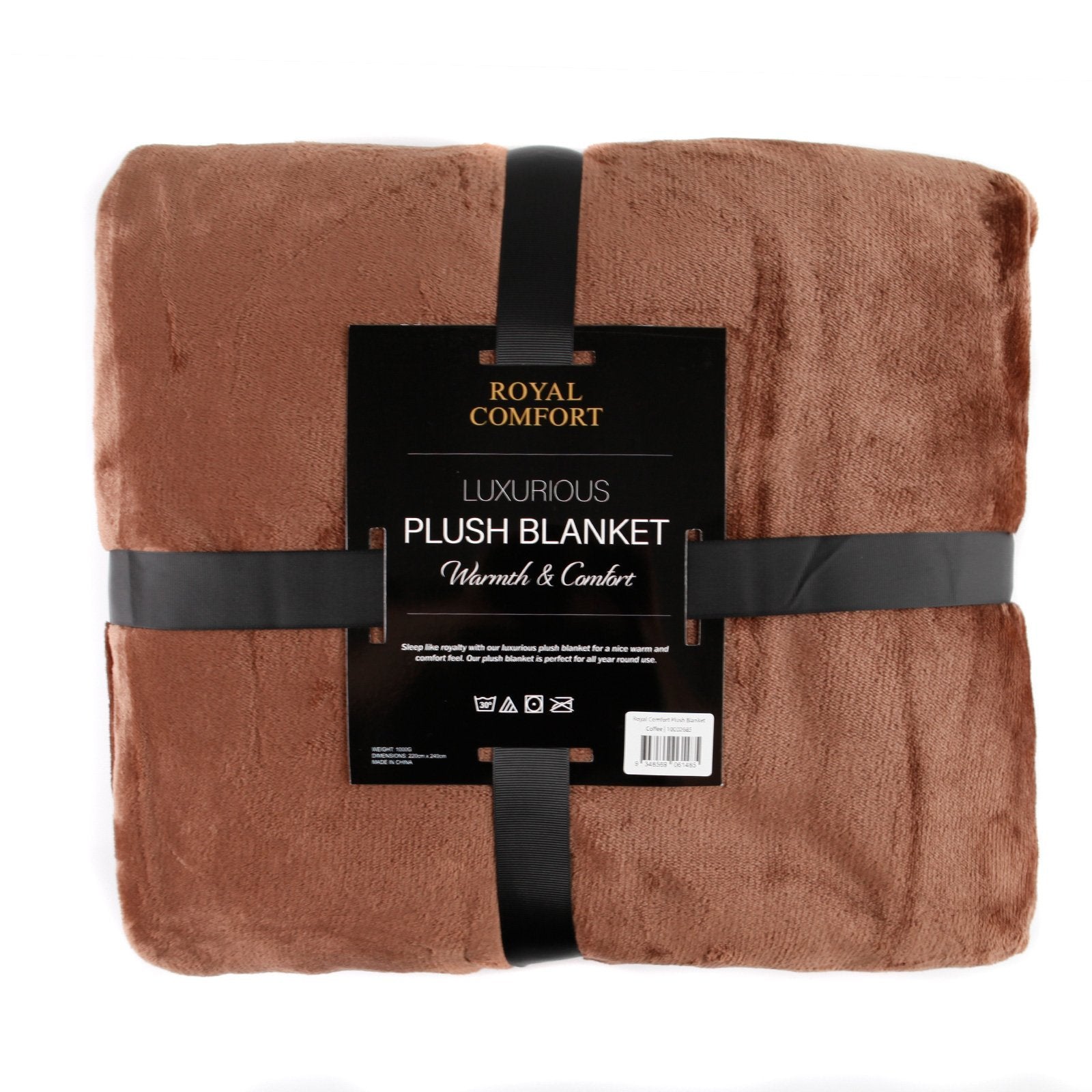 Royal Comfort Plush Blanket Throw Warm Soft Super Soft Large 220cm x 240cm Coffee - Bedzy Australia