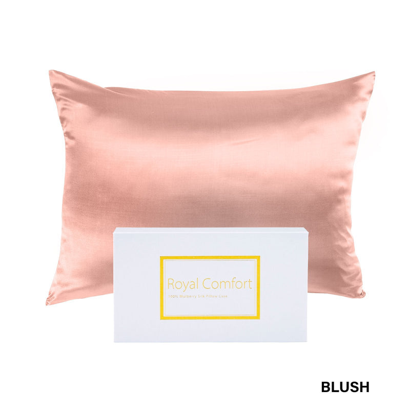 Royal Comfort Pure Silk Pillow Case 100% Mulberry Silk Hypoallergenic Pillowcase 51 x 76 cm Blush - Bedzy Australia
