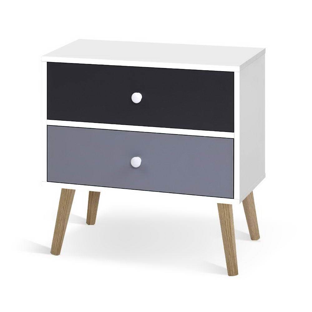 Scandinavian-inspired Bedside Table Black & White - Bedzy Australia