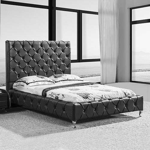 Serena Leather Queen Bed Frame Black - Bedzy Australia