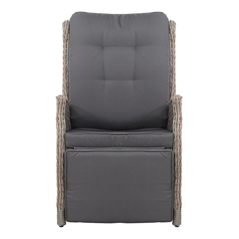 Set of 2 Elara Outdoor Recliner Patio Chairs Grey - Furniture > Outdoor - Bedzy Australia