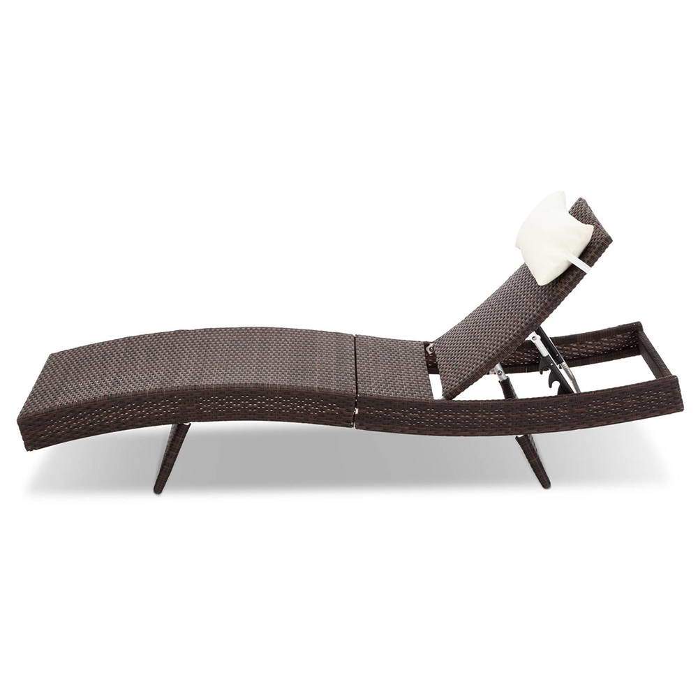 Set of 2 Outdoor Wicker Sun Lounges - Brown - Bedzy Australia