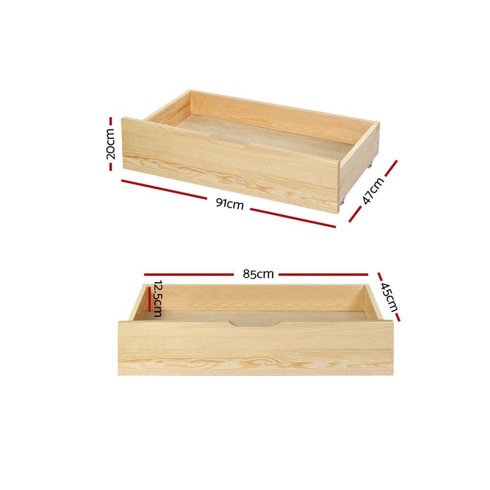 Set of 2 Storage Drawers for Bribie Wooden Bed Frame - Furniture > Bedroom - Bedzy Australia