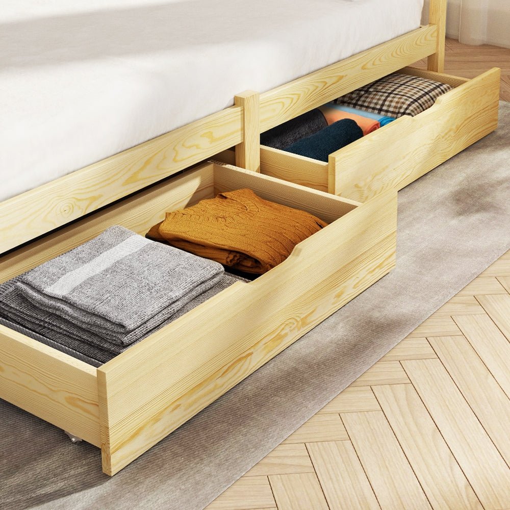 Set of 2 Storage Drawers for Bribie Wooden Bed Frame - Furniture > Bedroom - Bedzy Australia