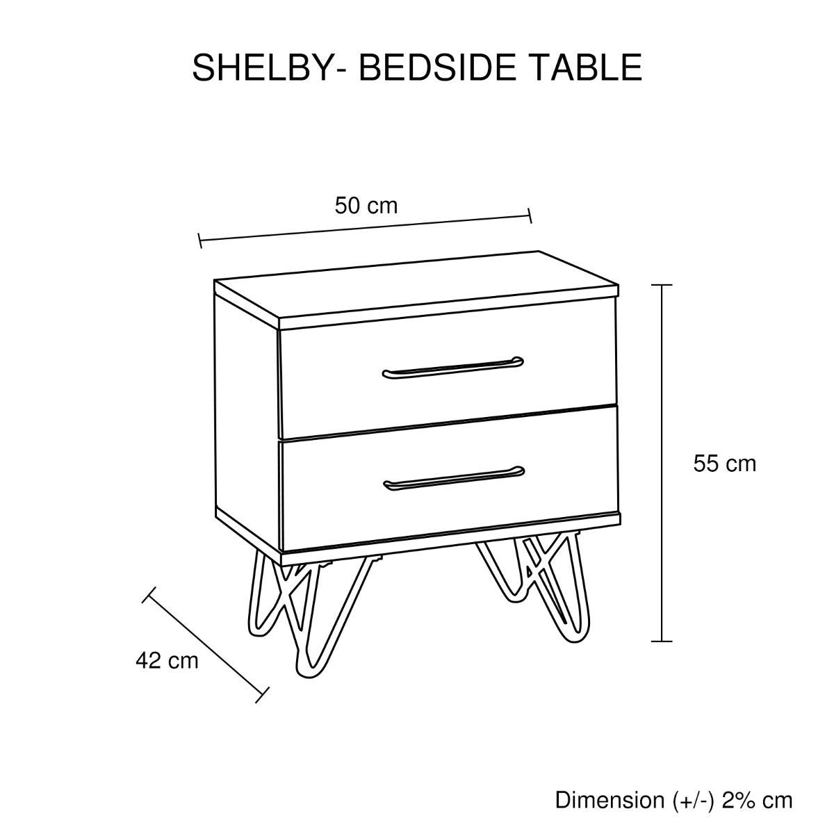 Shelby Bedside Table - 2 Drawers - Bedzy Australia