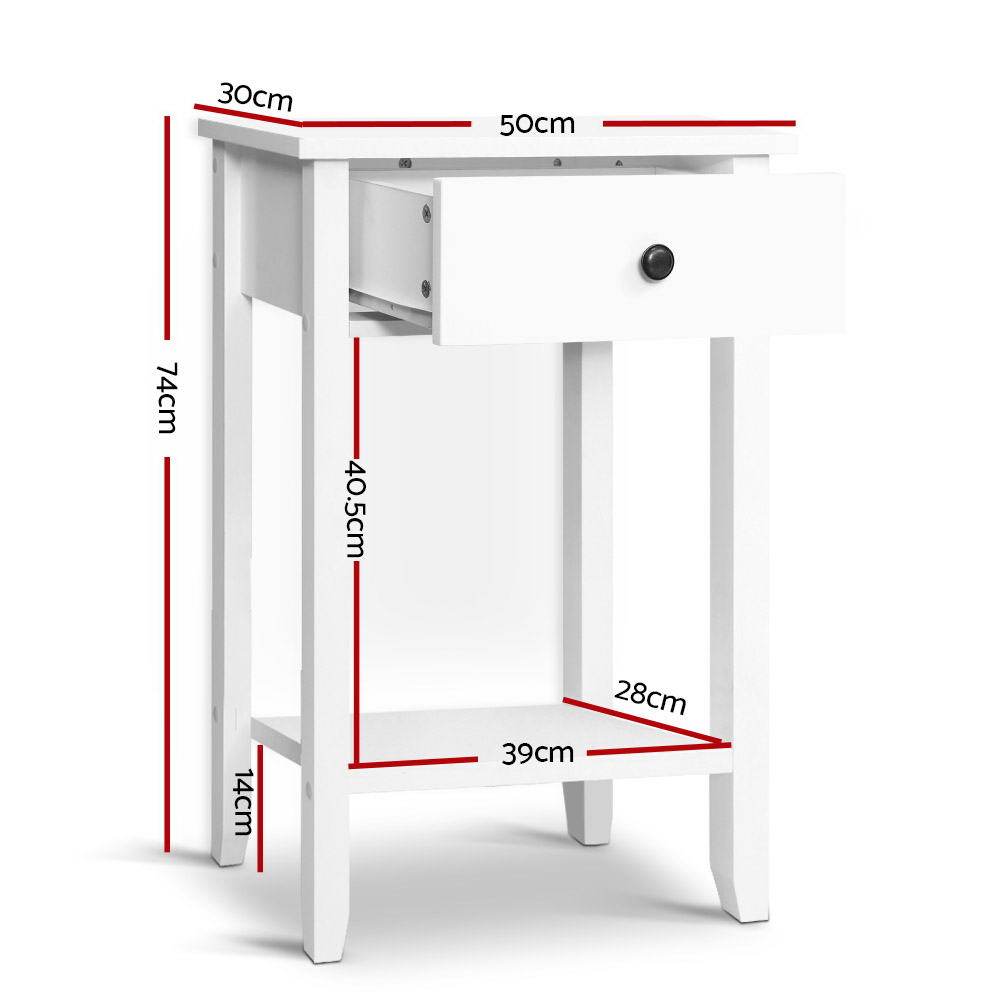 Simple Bedside Table With Drawer White - Bedzy Australia