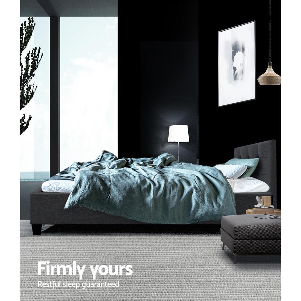 Single Package | Agnes Bed Charcoal & Normay Pillow Top Mattress (Medium Firm) - Bedzy Australia