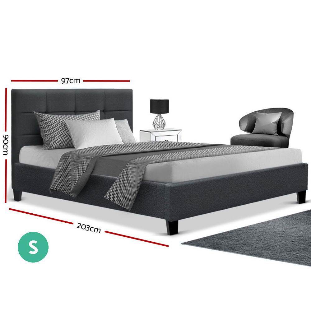 Single Package | Agnes Bed Charcoal & Normay Pillow Top Mattress (Medium Firm) - Bedzy Australia