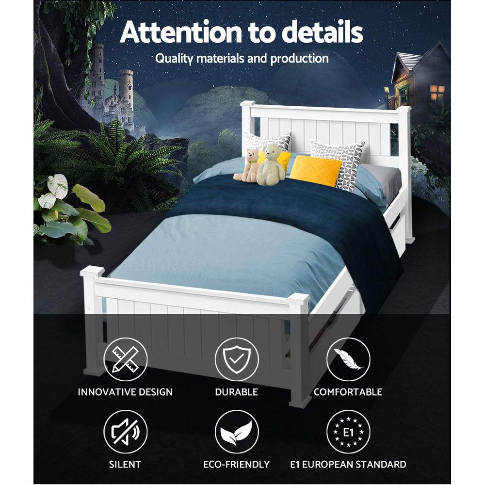 Single Package | Kids Cottesloe Storage Bed with Two Drawers & Bonita Pillow Top Mattress (Medium Firm) - Bedzy Australia