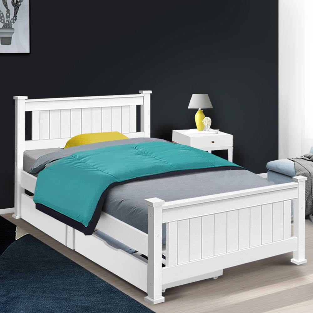 Single Package | Kids Cottesloe Storage Bed with Two Drawers & Bonita Pillow Top Mattress (Medium Firm) - Bedzy Australia