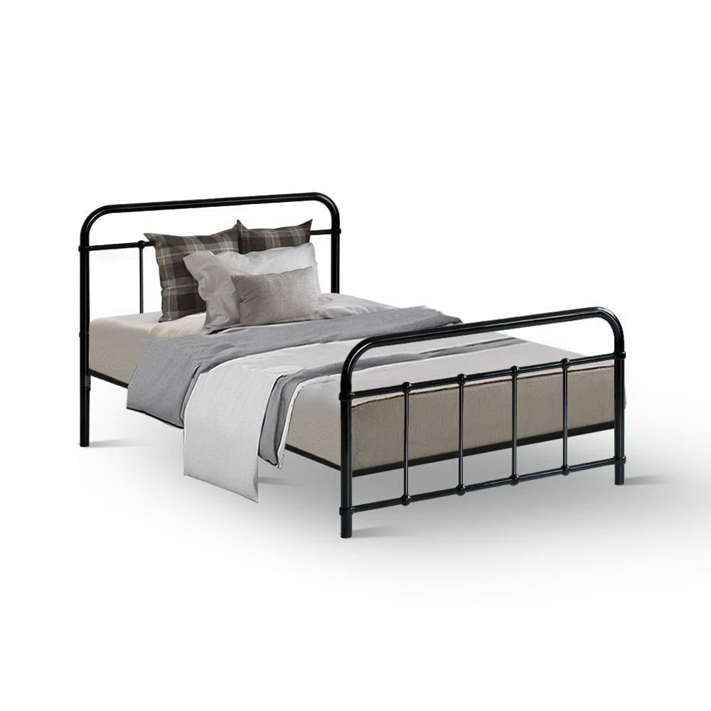 Single Package | Leo Metal Bed Frame Black & Bonita Pillow Top Mattress (Medium Firm) - Bedzy Australia